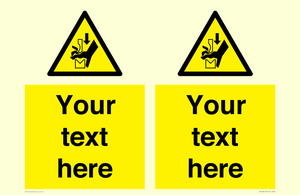 Custom warning hand crushing between press brake tool